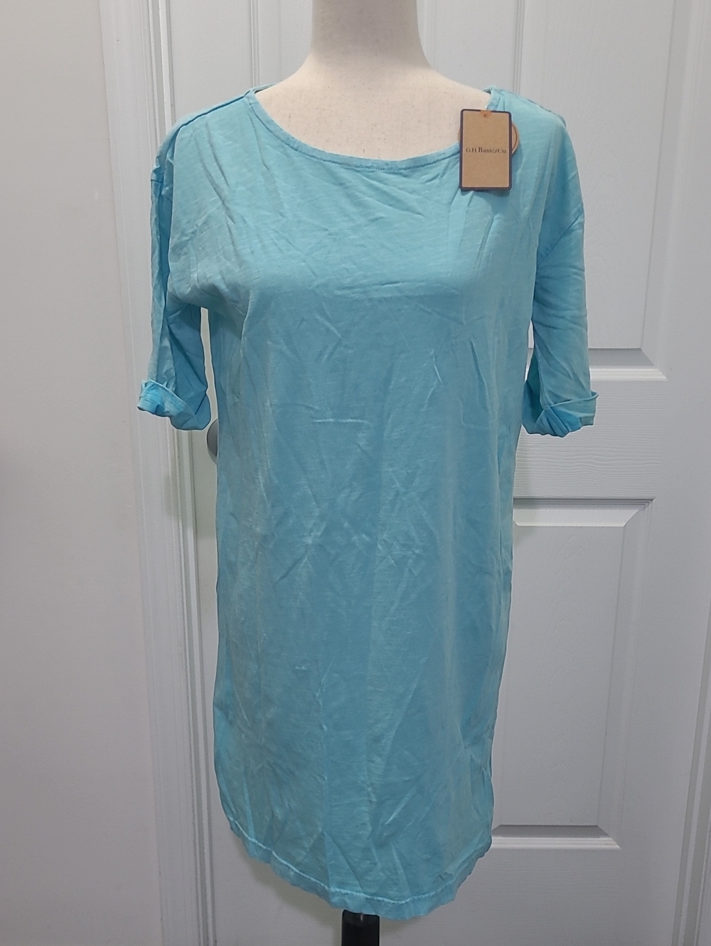 G. H. Bass & Co. Light Blue Shift Dress with Rolled Sleeves